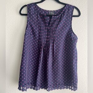 Market & Spruce Navy and Pink Sleeveless Blouse